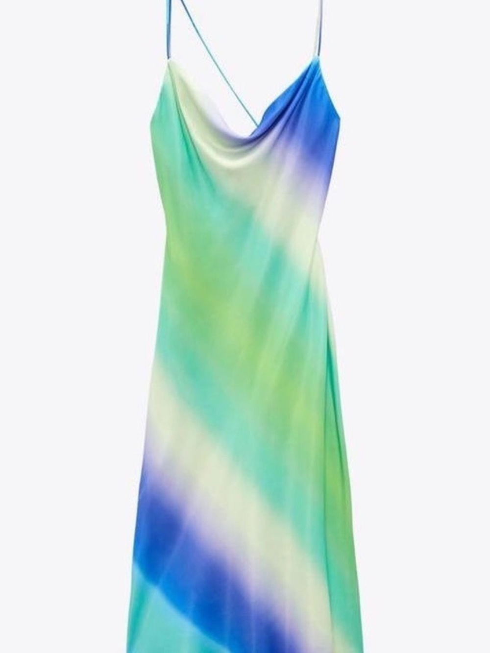 Zara Blue Green Gradient Slip Midi Dress
